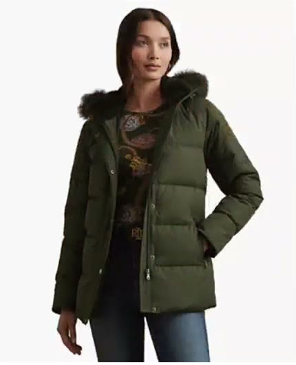 lauren ralph lauren — women's faux fur hooded puffer coat lauren ralph lauren — women's faux fur hooded puffer coat