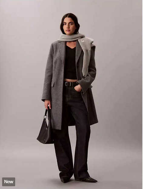 tailored single breasted wool blend coat
