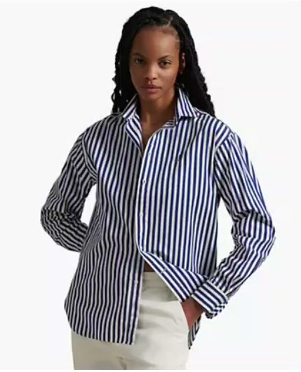 polo ralph lauren — women's relaxed fit striped cotton shirt polo ralph lauren — women's relaxed fit striped cotton shirt
