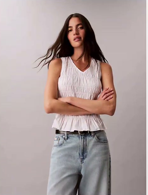 cotton poplin sleeveless top
