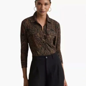 lauren ralph lauren — women's paisley stretch jersey shirt