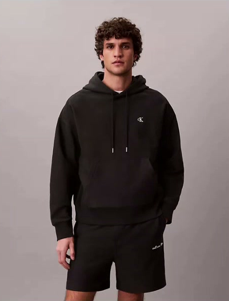premium terry relaxed monogram fleece hoodie