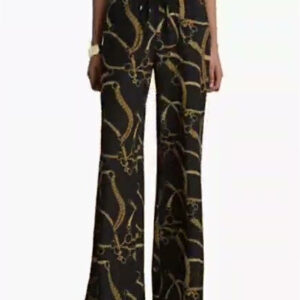 lauren ralph lauren — women's belting print wide leg pants