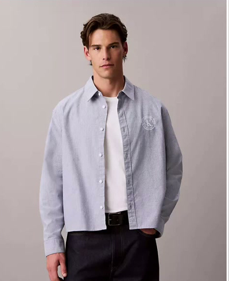 yarn dyed stripe oxford relaxed shirt