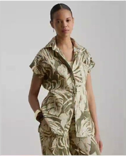 lauren ralph lauren — women's printed point collar short sleeve shirt lauren ralph lauren — women's printed point collar short sleeve shirt
