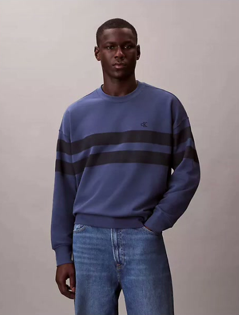 terry stripe relaxed sweatshirt