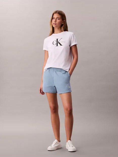 monogram fleece pull on shorts