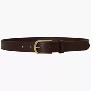 rounded buckle leather skinny belt