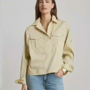 lauren ralph lauren — women's long sleeve cropped shirt