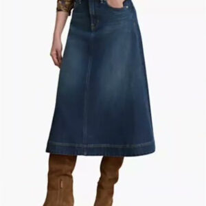 lauren ralph lauren — women's a line high waisted midi denim skirt