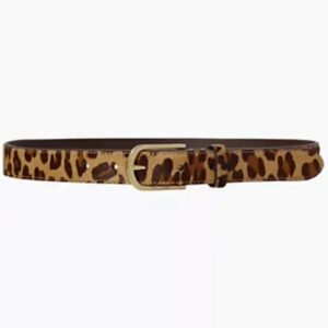leopard print leather skinny belt