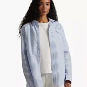 polo ralph lauren — women's striped long sleeve button front shirt