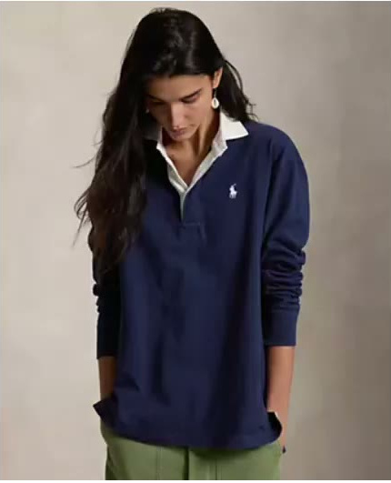polo ralph lauren — women's oversized rugby collar shirt polo ralph lauren — women's oversized rugby collar shirt