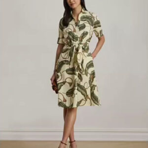 women's point collar linen shirt dress
