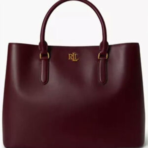 lauren ralph lauren — full grain leather large marcy satchel bag