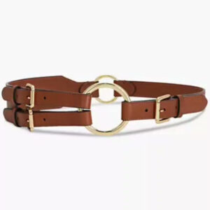 women's tri strap o ring leather belt