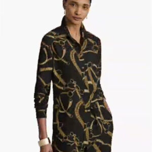 lauren ralph lauren — women's classic fit belting print shirt