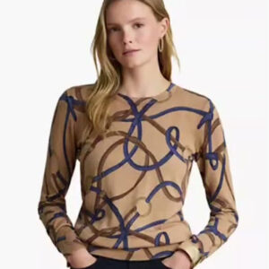 lauren ralph lauren — women's belting print cotton modal sweater