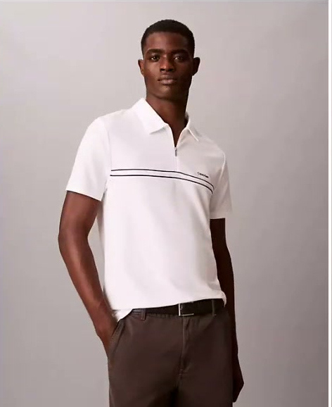 contrast piping quarter zip polo shirt