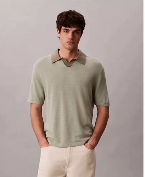 linen blend polo sweater