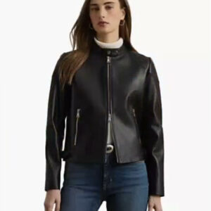 lauren ralph lauren — women's lambskin moto jacket