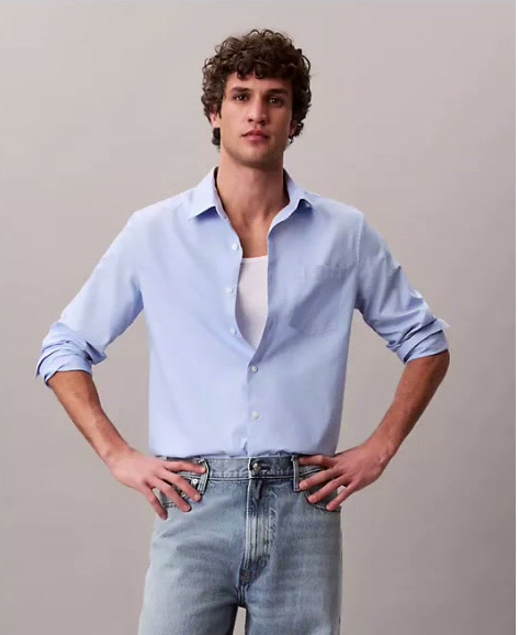 washed poplin classic button down shirt