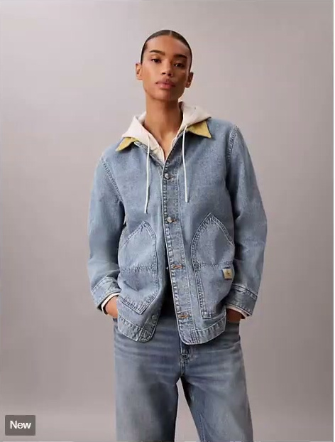contrast collar chore coat