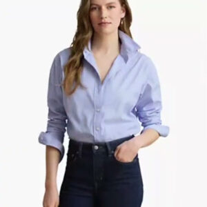 lauren ralph lauren — women's relaxed fit end on end cotton long sleeve button up shirt