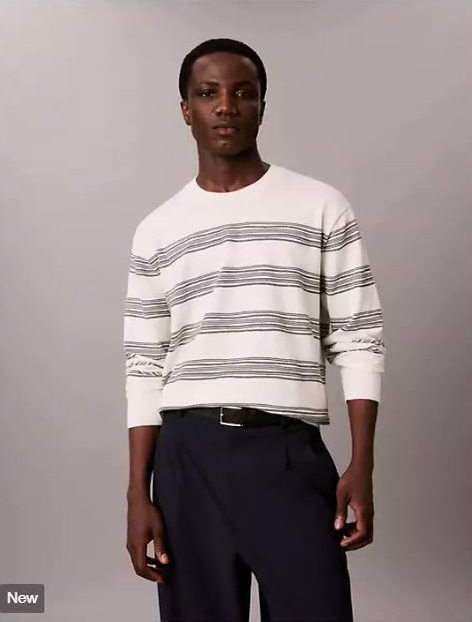 space stripe crewneck sweater