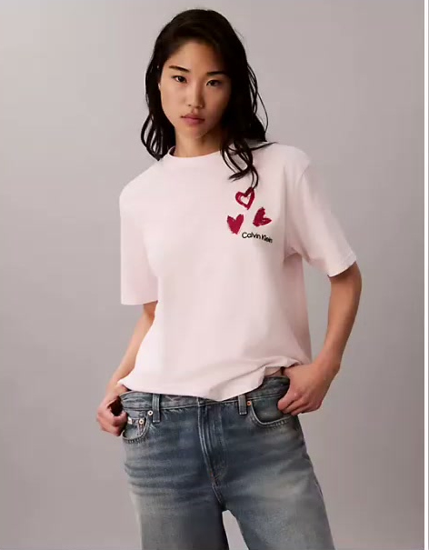 hearts print boxy tee
