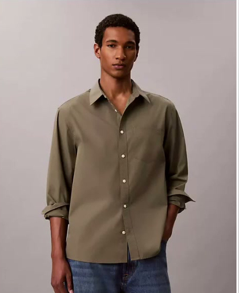 washed poplin relaxed button down shirt