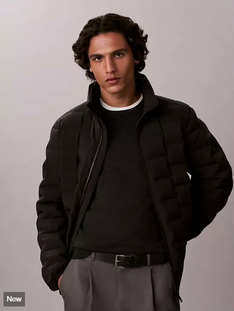 quilted mock neck down puffer jacket