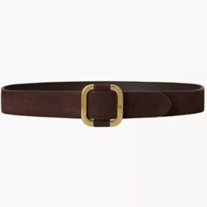 leather square slide buckle wide belt