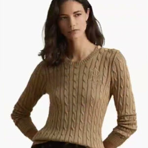 lauren ralph lauren — women's button trim cable knit sweater