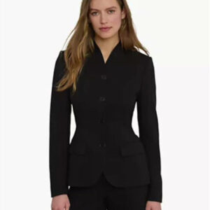 new! women's stretch lightweight curved stand collar blazer