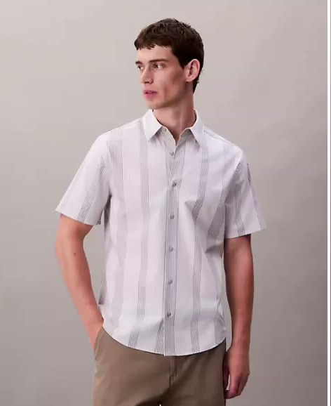 yarn dyed stripe stretch classic shirt