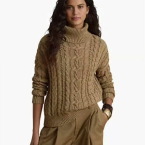 lauren ralph lauren — women's marled cable knit long sleeve turtleneck sweater
