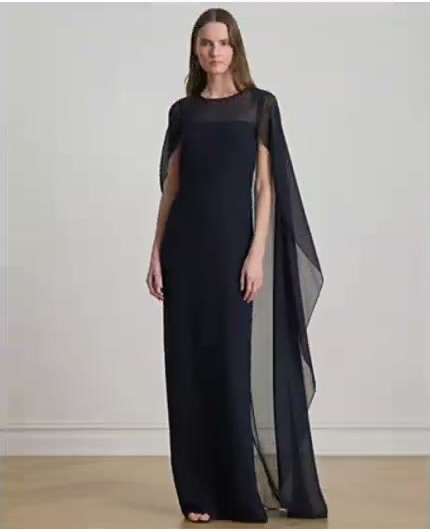 women's cape georgette gown women's cape georgette gown