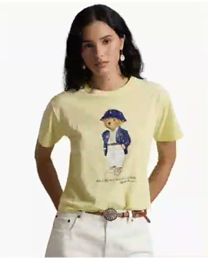 polo ralph lauren — women's bear print crewneck t shirt polo ralph lauren — women's bear print crewneck t shirt