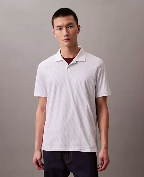 liquid touch monogram print polo shirt