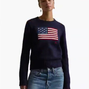 polo ralph lauren — women's flag cotton crew neck sweater