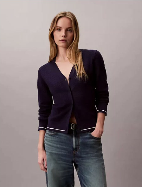 woven monologo cable cardigan