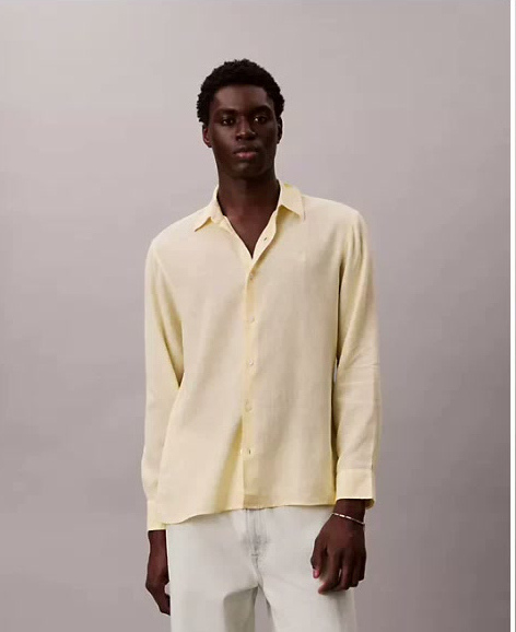 solid linen blend classic shirt