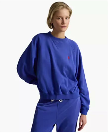 polo ralph lauren — women's lightweight fleece crew neck sweatshirt polo ralph lauren — women's lightweight fleece crew neck sweatshirt