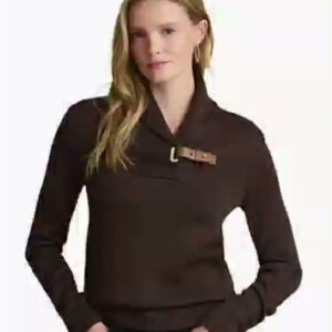 lauren ralph lauren — women's sabree long sleeve buckle trim sweater