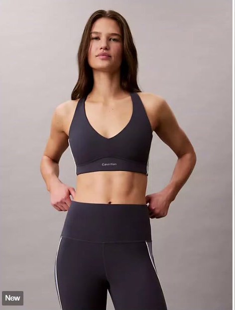 soft sport medium impact side stripe sports bra