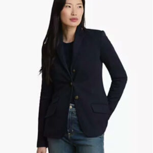women's herringbone notch lapel blazer