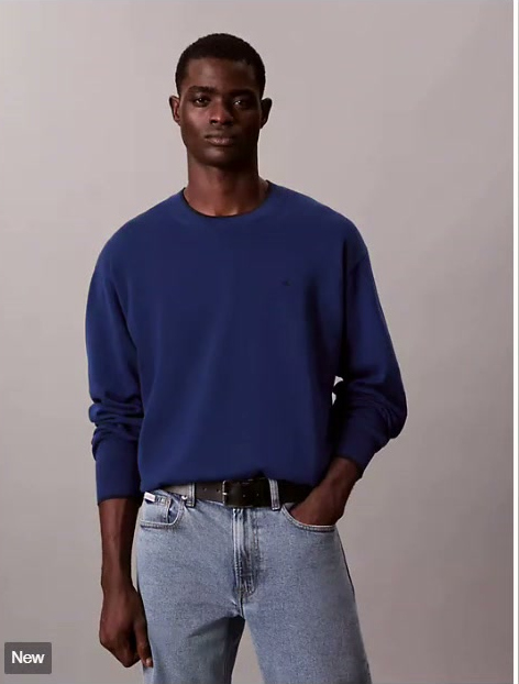 smooth cotton tipped crewneck sweater