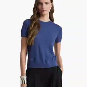 lauren ralph lauren — petite cotton modal blend short sleeve crewneck pullover sweater
