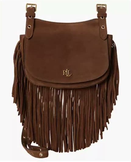 lauren ralph lauren — suede fringe trim marcy small crossbody handbag lauren ralph lauren — suede fringe trim marcy small crossbody handbag